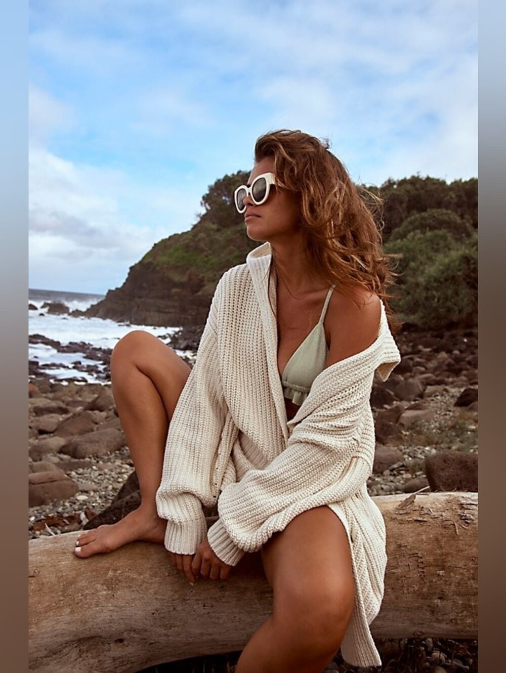 Free People Swim Too Deep Cardi In Birch